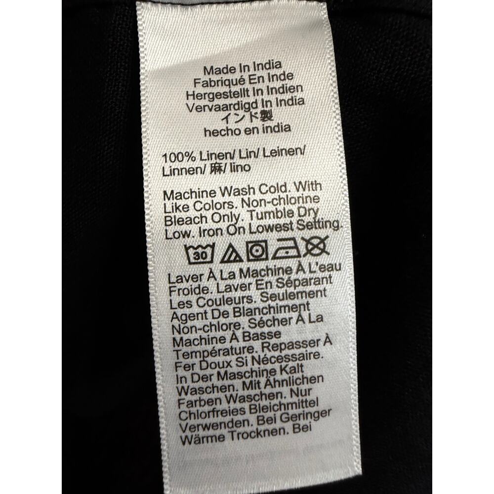 J. Crew Cabana Linen V Neck Blouse Black Long Sleeve Sz M Casual Wardrobe - Picture 12 of 13